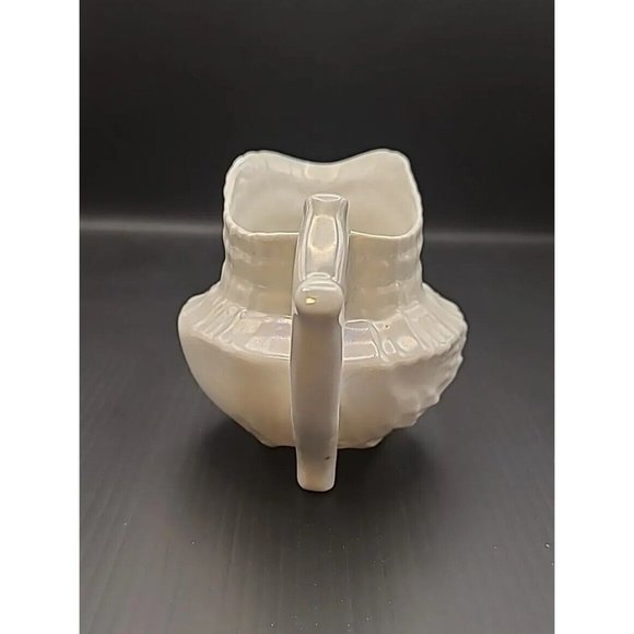 Antique Neptune Creamer‎ Opalescent Ivory Body Handle Shell Footed German 4" - Picture 4 of 9